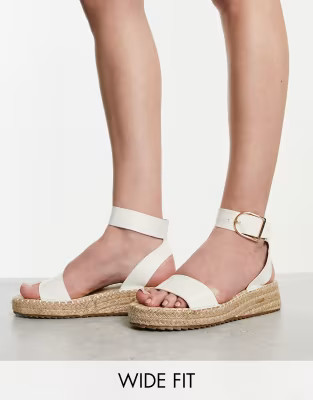 RAID Wide Fit Alice flatform espadrilles in white | ASOS (Global)