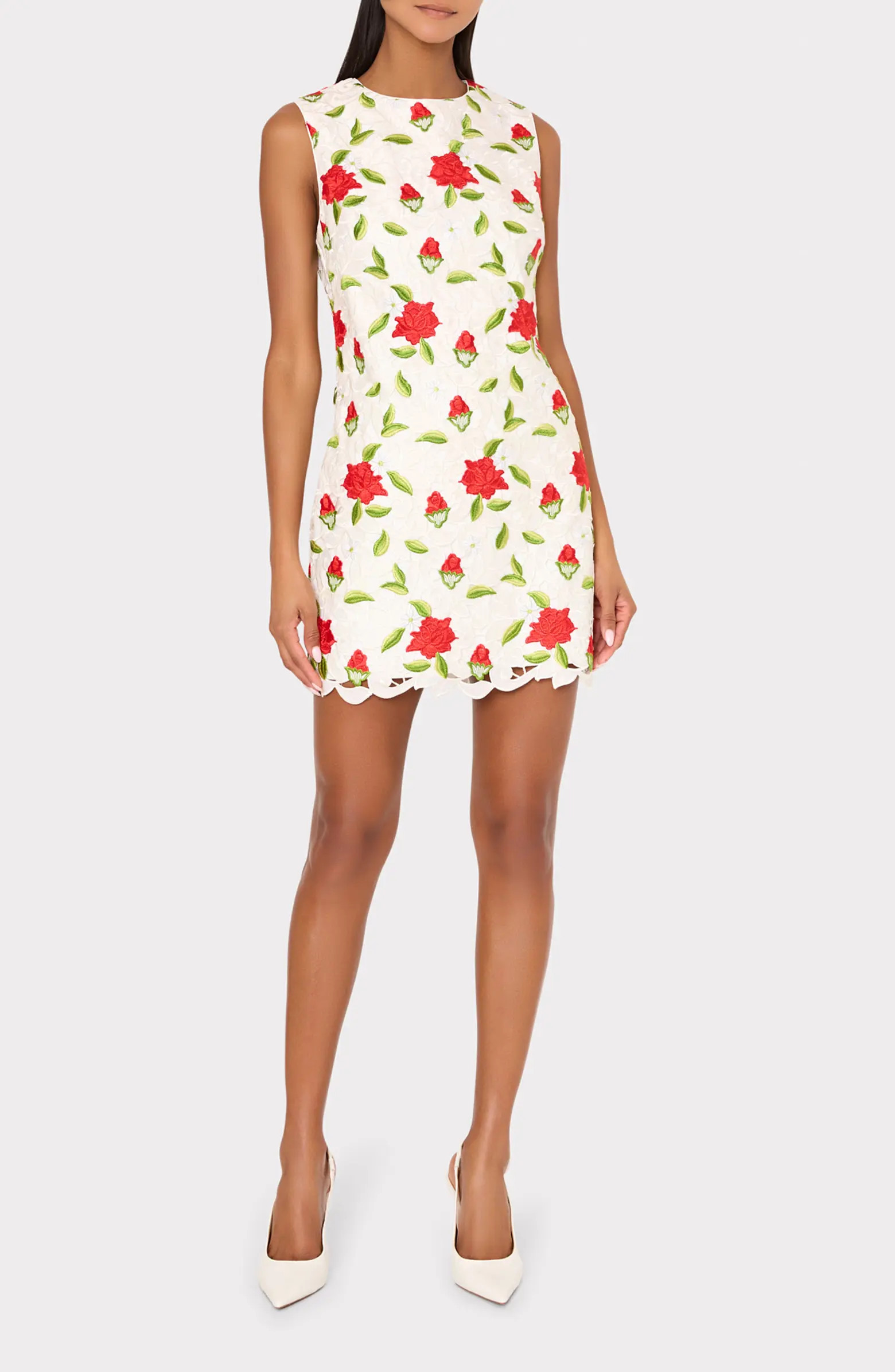 Ivette Embroidered Sleeveless Shift Dress | Nordstrom
