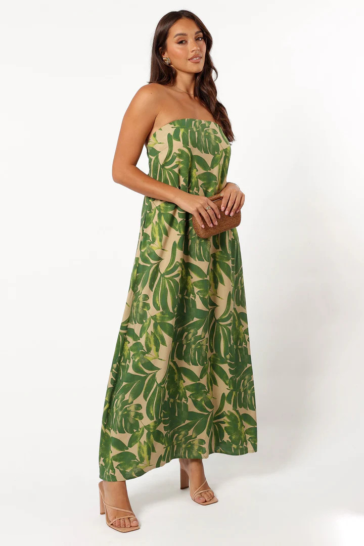 Penny Strapless Midi Dress - Ibiza Palm | Petal & Pup (US)