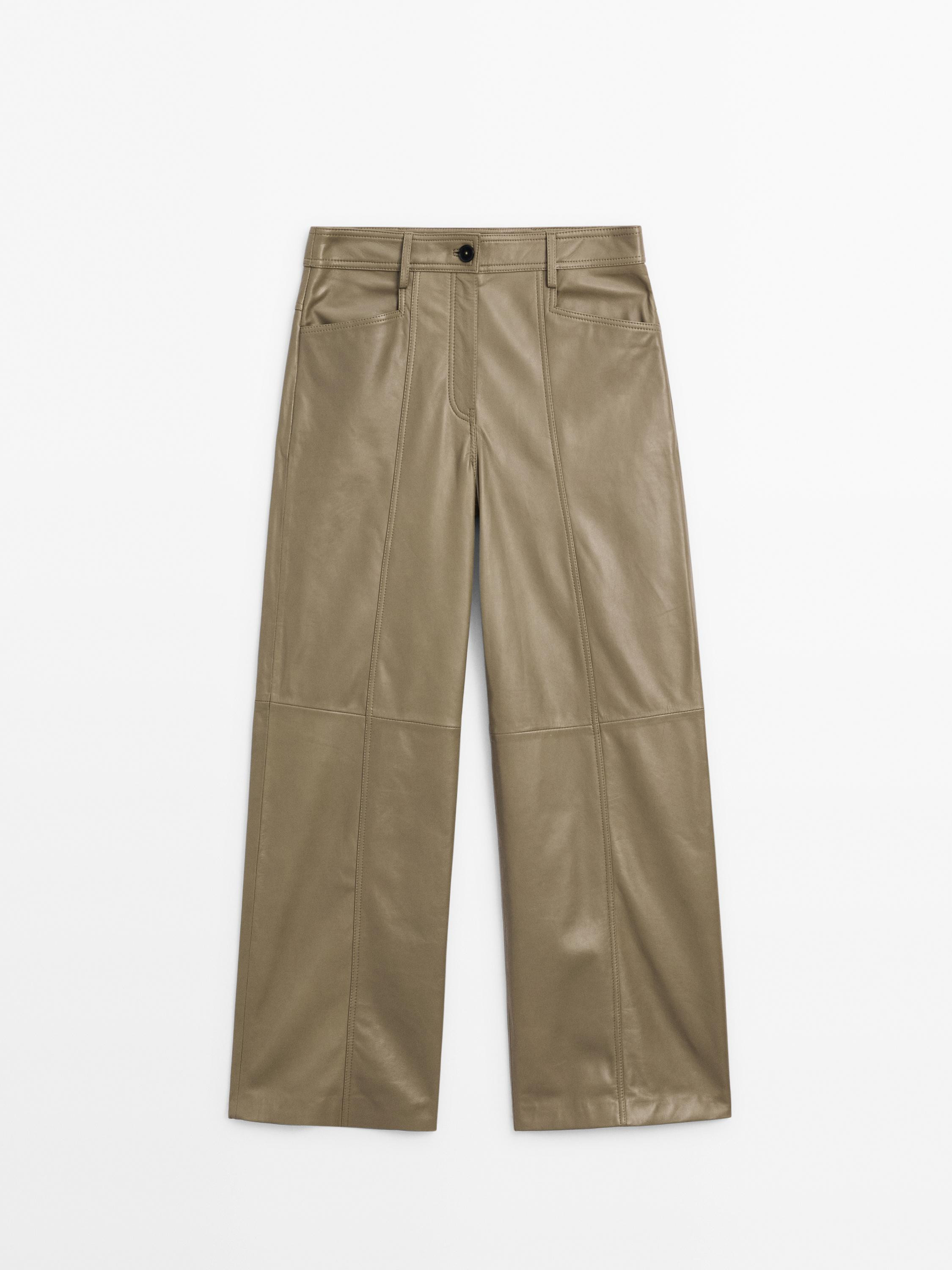 Hose weit Nappaleder Ziernähte | Massimo Dutti DE