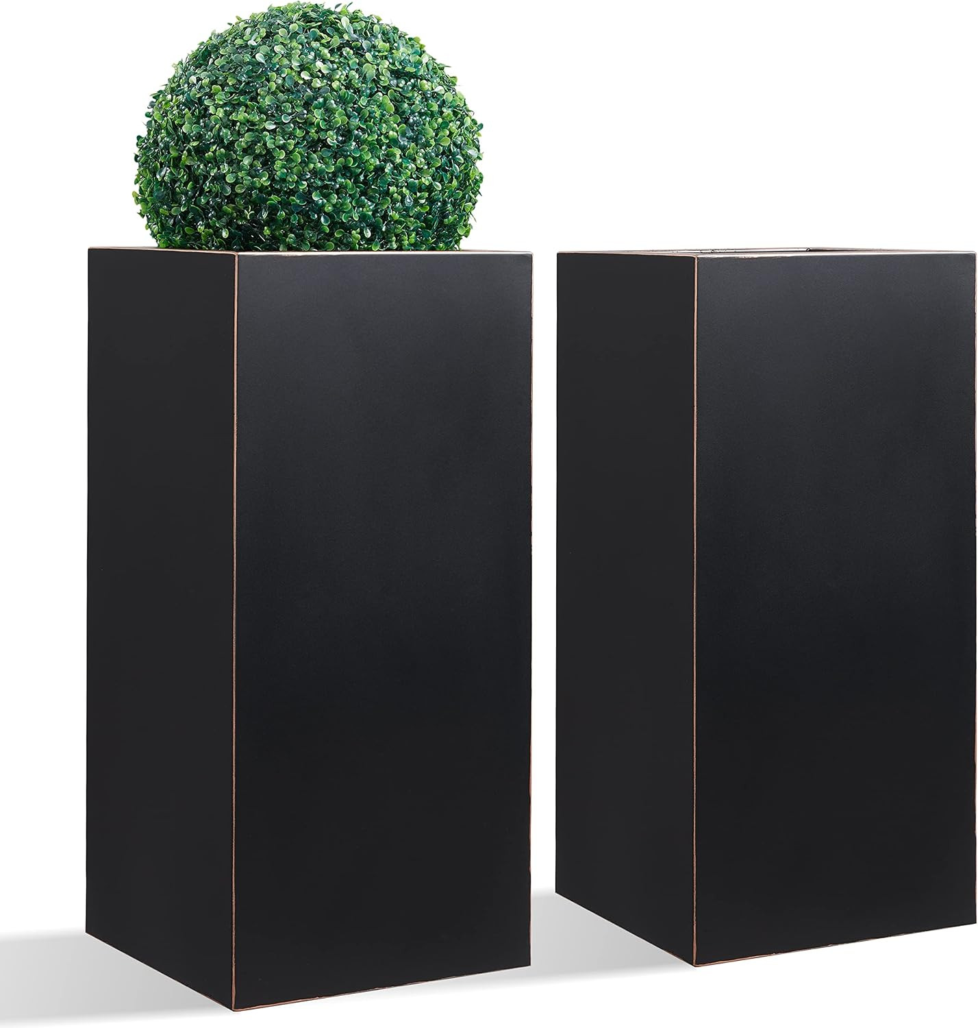 Metallic Heavy Planter for Outdoor Plants, 14Lx14Wx30H Inches, Tall Metal Planter Box with Hand B... | Amazon (US)