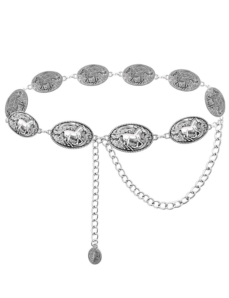 TOPACC Cowgirl Belts for Women Western Chain Belt Metal Concho Belt for Dresses Jeans Country Con... | Amazon (US)