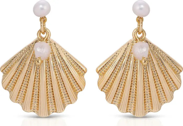 Scallop Shell & Freshwater Pearl Drop Earrings | Nordstrom