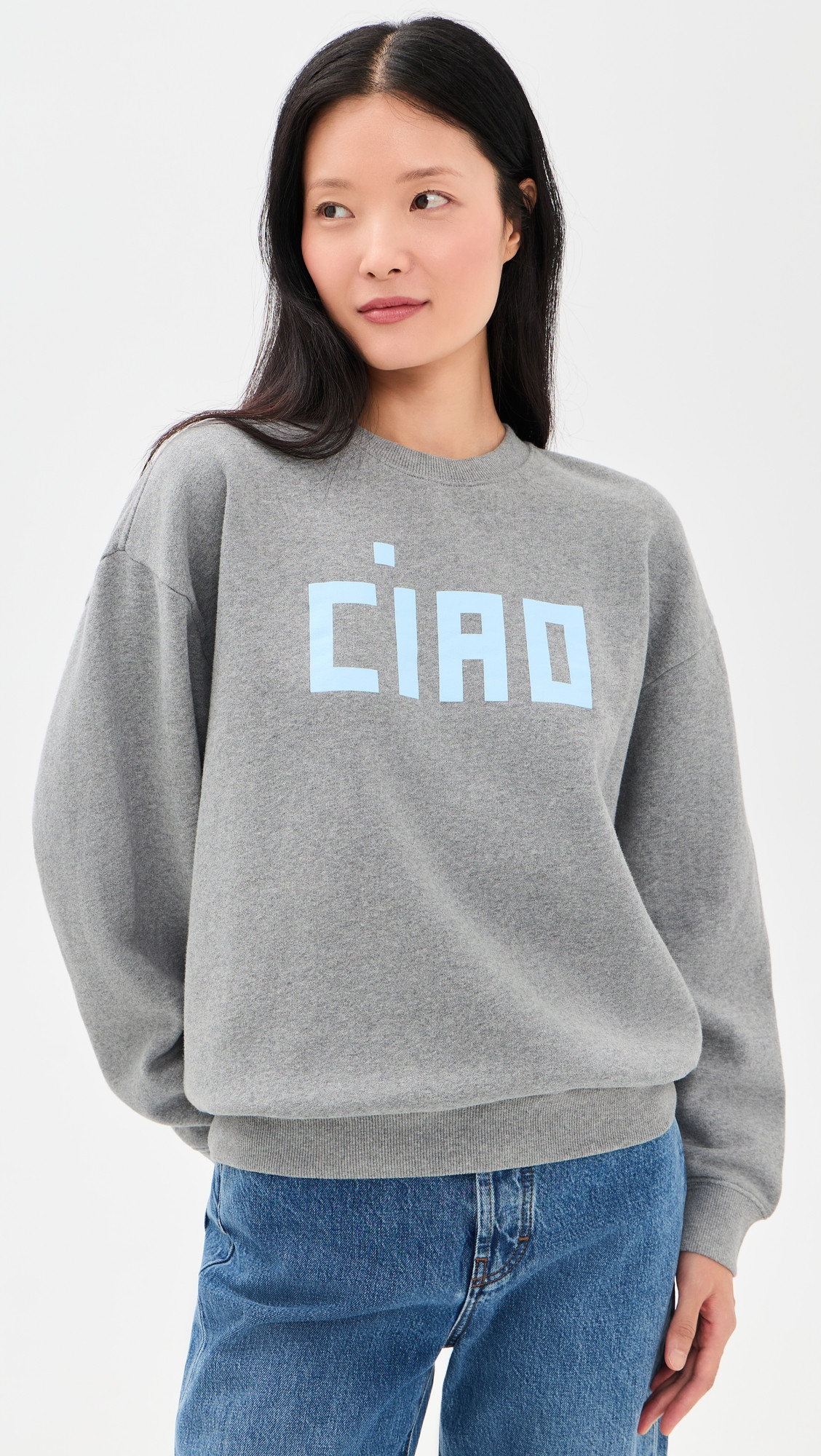 Clare V. Ciao Oversized Sweatshirt Grey Melange XL | Shopbop
