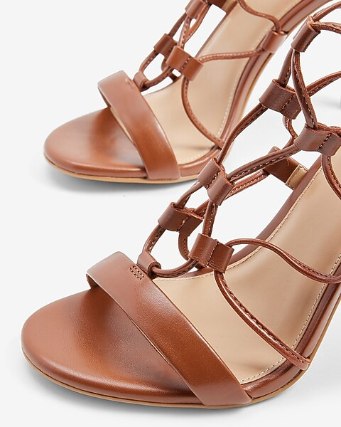 Tie-Up Gladiator Heeled Sandals | Express