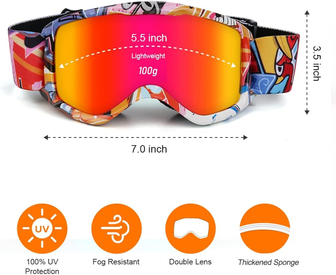 Flantor Kids Ski Goggles,Non-Slip Strap Snow Goggles,Snowboard Goggles | Amazon (US)