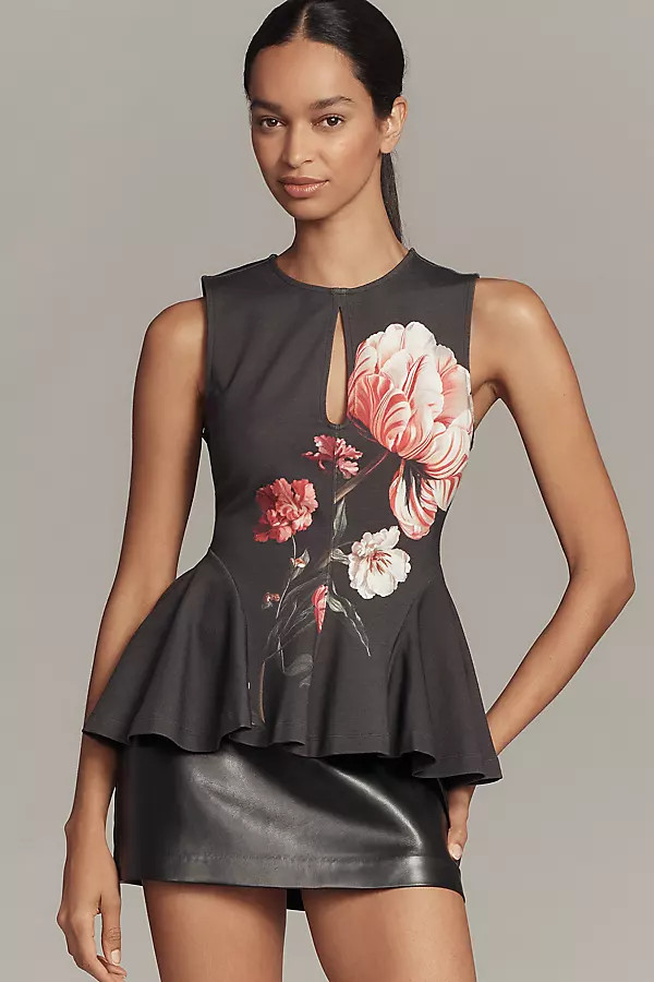 Maeve Night Watch Peplum Tank Top | Anthropologie (US)