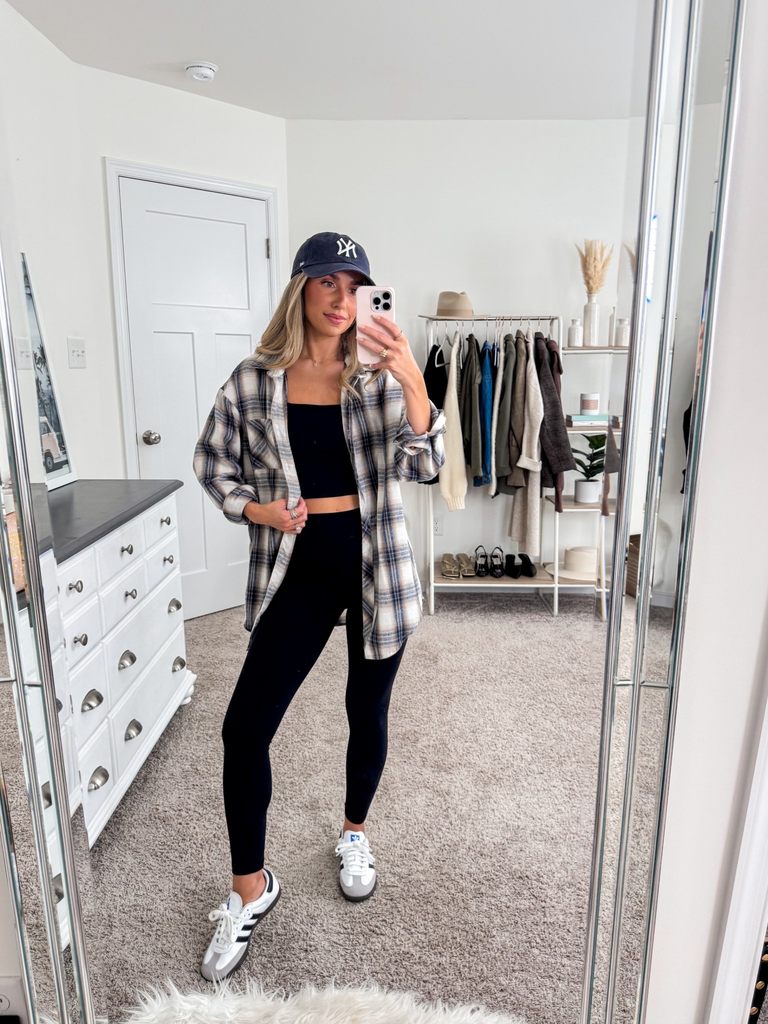 Sporty chic vibes all from amazon — size xs in the sports bra and leggings & size small in the plaid flannel! Adidas samba run large so size down 

#LTKFindsUnder100 #LTKStyleTip #LTKSeasonal