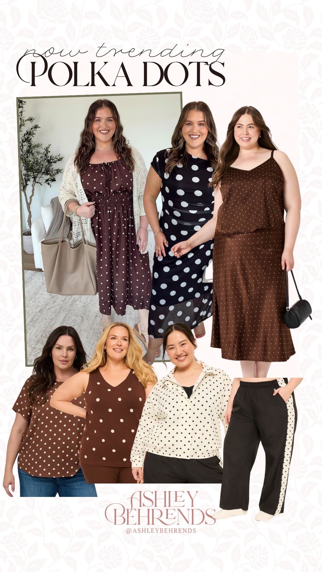Polka dots are trending and this is a  trend I am so excited about. I’ve found so many adorable tops and dresses in the cutest shades of brown for the fall. I purchased this black and white polka dot dress on a whim and think it would be perfect for a wedding guest dress. Also, how cute is that zip up white and black jacket with the black track pants?! 
Fall trends, polka dot outfit inspo, brown for fall

#LTKPlusSize #LTKSaleAlert #LTKSeasonal