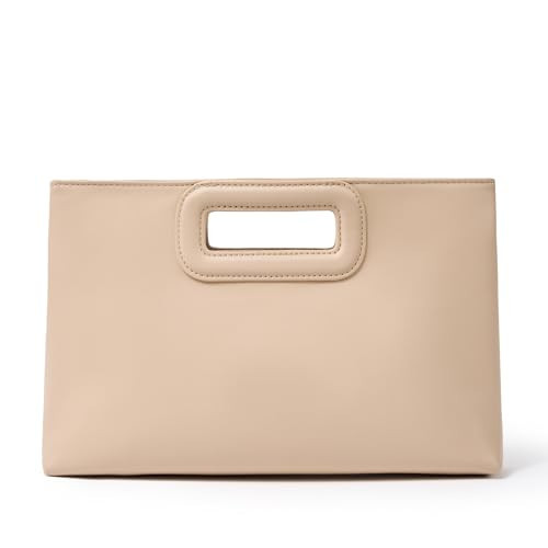 Top Handle Clutch Handbags for Women, Evening Handbag Shoulder Crossbody Purse with Gold Chain, Nude | Amazon (US)