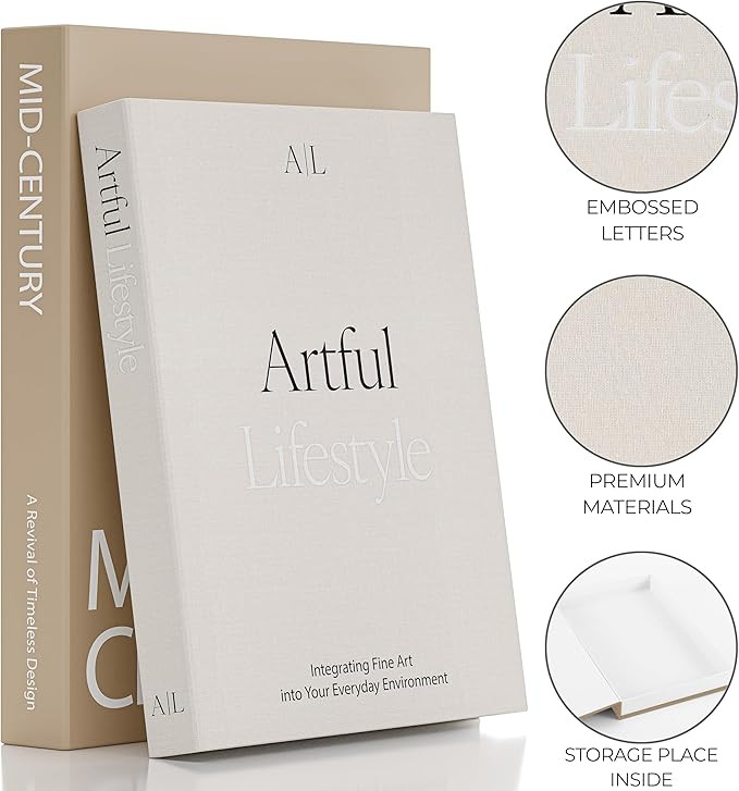 Aesthetic Decorative Books - Set of 2 Stylish Boxes Enhance Your Coffee Table, Bookshelf or Mante... | Amazon (US)