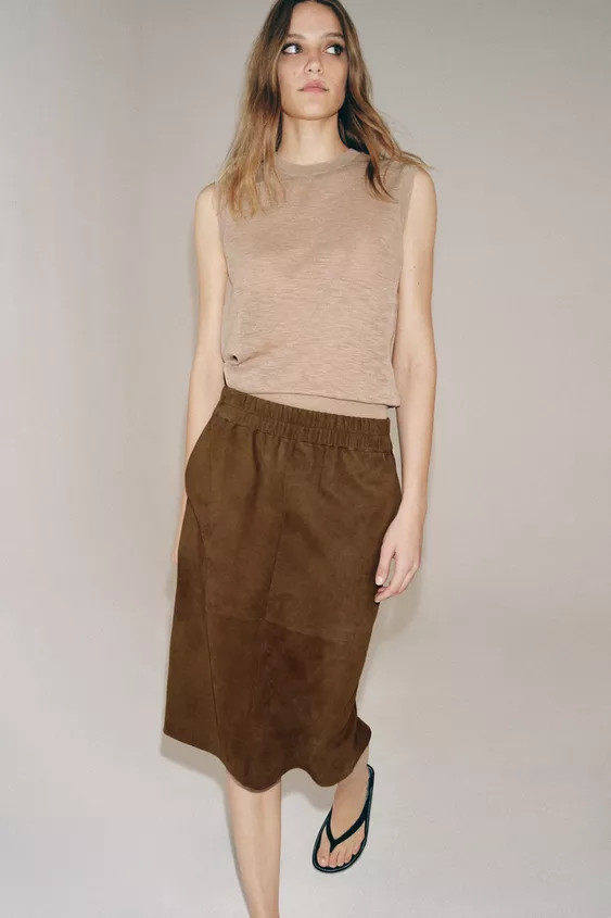 ZW COLLECTION LIMITED EDITION SUEDE LEATHER SKIRT | Zara UK