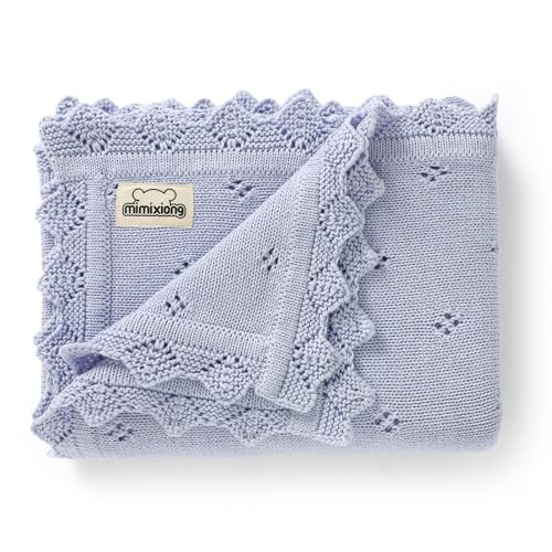 mimixiong Cotton Baby Blanket Knitted Crochet Receiving Crib | Amazon (US)