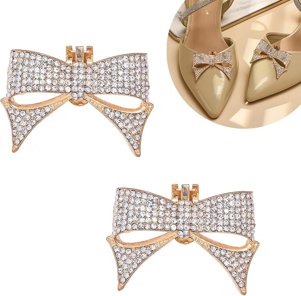 NCOALE Shoe Clips, 2PCS Detachable Rhinestone Crystal Shoe Charms Elegant Metal Shoe Buckles Beau... | Amazon (UK)