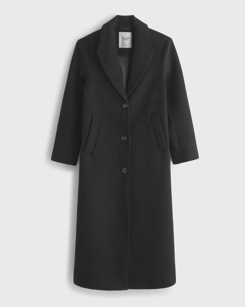 Abercrombie & Fitch Women's Wool-Blend Tailored Topcoat in Black - Size S | Abercrombie & Fitch (US)