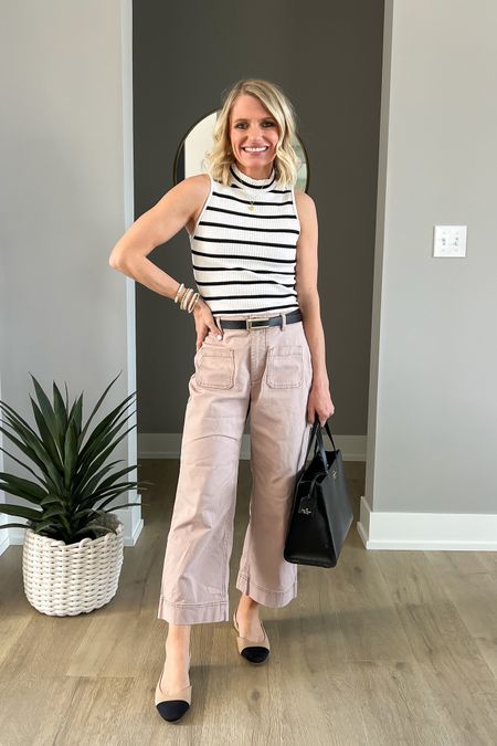 Spring teacher outfit idea with pink wide-leg pants! 
Shirt- xs
Pants- 0/petite
Shoes- 7.5 TTS
Purse- thrifted, brand Kate Spade, linked similar 

#LTKfindsunder100 #LTKstyletip #LTKworkwear