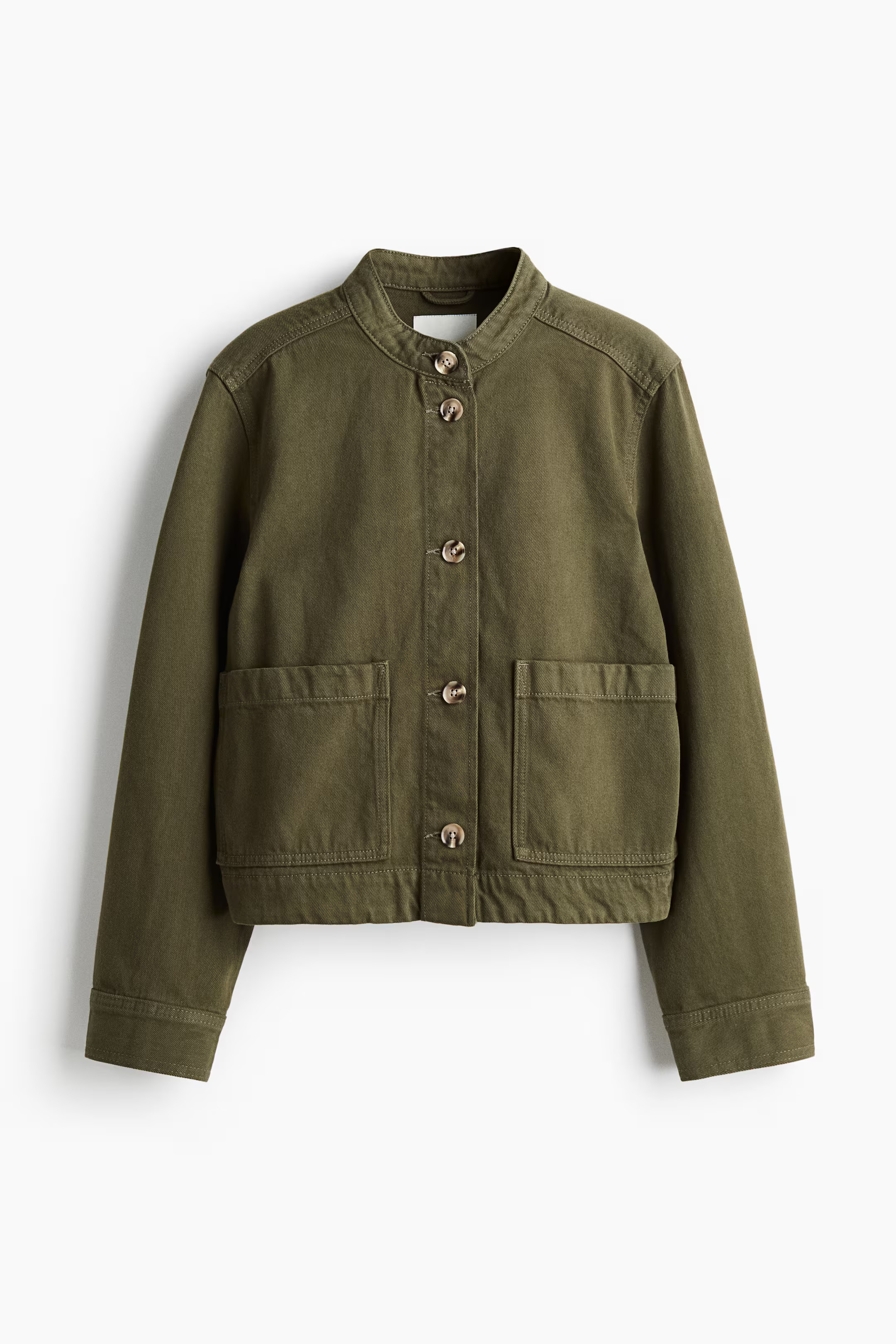 Twill jacket - Dark khaki green - Ladies | H&M GB | H&M (UK, MY, IN, SG, PH, TW, HK)