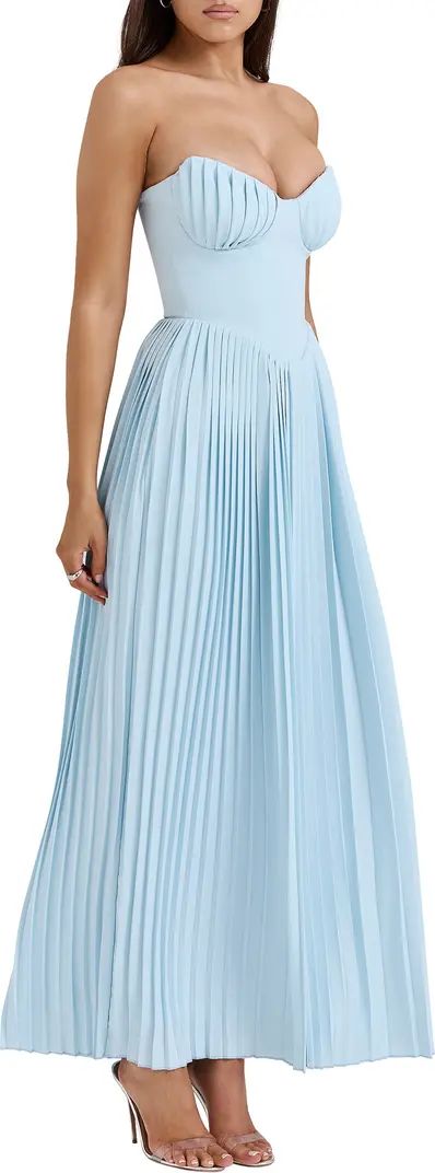 Marcella Strapless Pleated Georgette Gown | Nordstrom