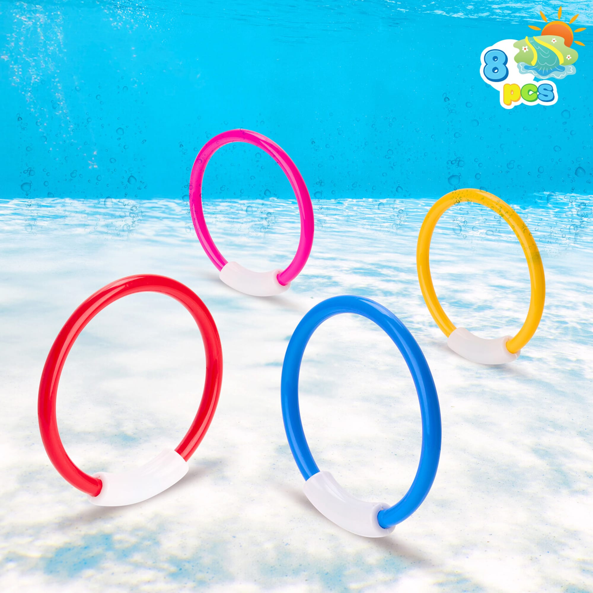 Joyfy 8 Pcs Pool Ring Toy Diving Set for Children Colorful Underwater Training Pool Diving Rings Swim Learning and Diving Skill Development one_size | Lowe's