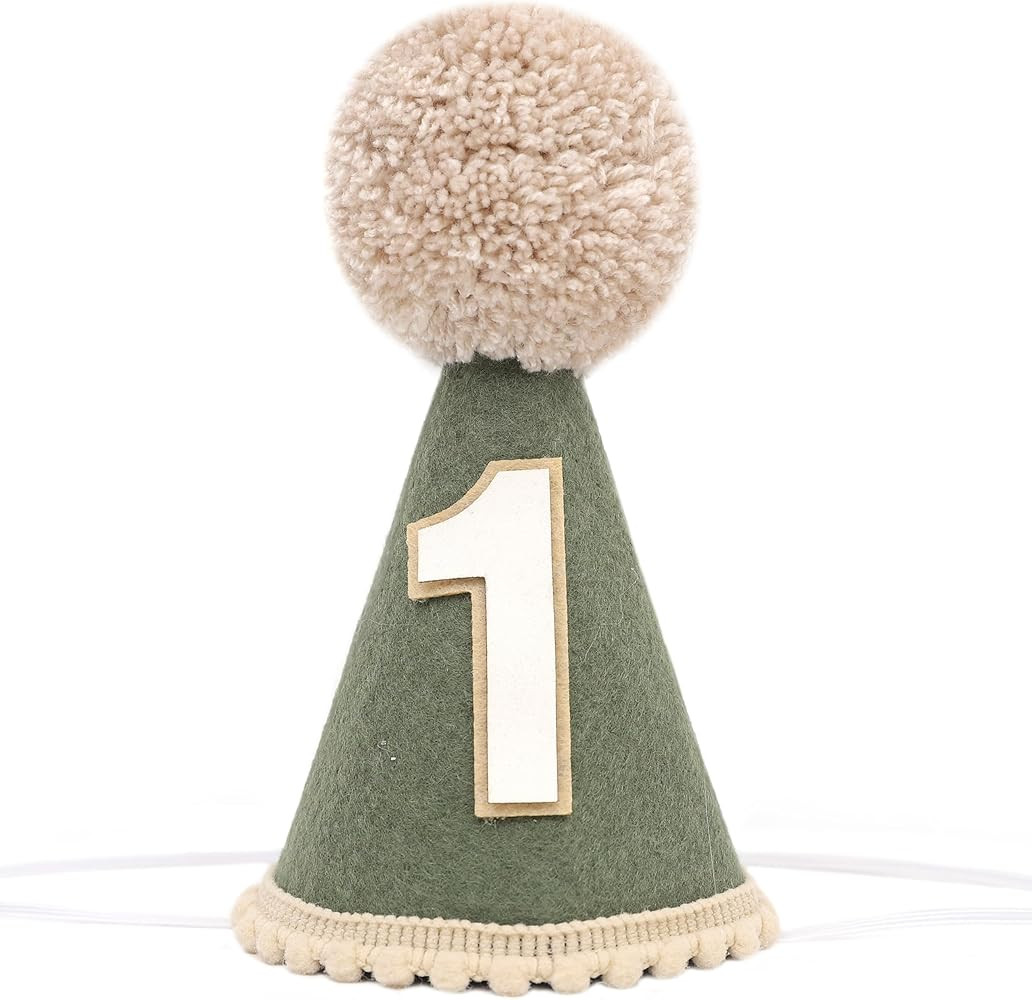 Wild One Birthday Hat - Woodland 1st Decorations, Deep Green Boys First Crown, Safari Jungle Phot... | Amazon (US)