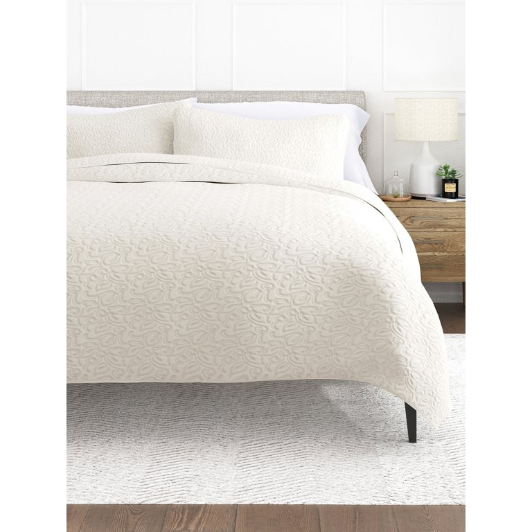 Comfort Canopy - Natural All Season Floral Stitched Quilt Coverlet for King Size Beds | Walmart (US)