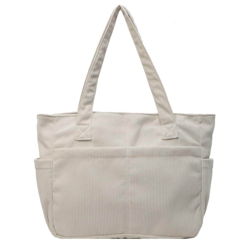 Corduroy Shoulder Tote Bag for Women, Lightweight Handbag with Multiple Pockets & Zipper Closure,... | Amazon (US)