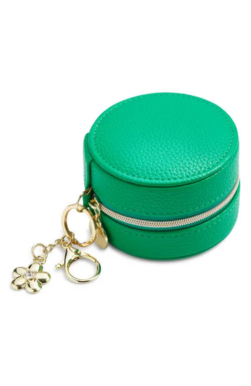 Nordstrom Mini Jewelry Box with Keychain Charm in Green- Gold Flower at Nordstrom | Nordstrom