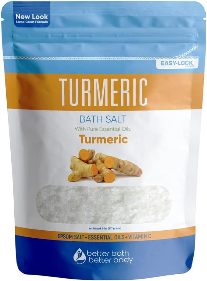 Turmeric Bath Salt 32 Oz Epsom Salt with Essential Oils Turmeric, Cinnamon, Orange Plus Vitamin C... | Amazon (US)