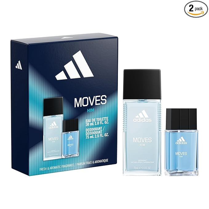 adidas Moves for Him Giftset,1 fl oz EDT + 2.5 fl oz Body Fragrance, Notes of Green Apple, Cedarw... | Amazon (US)