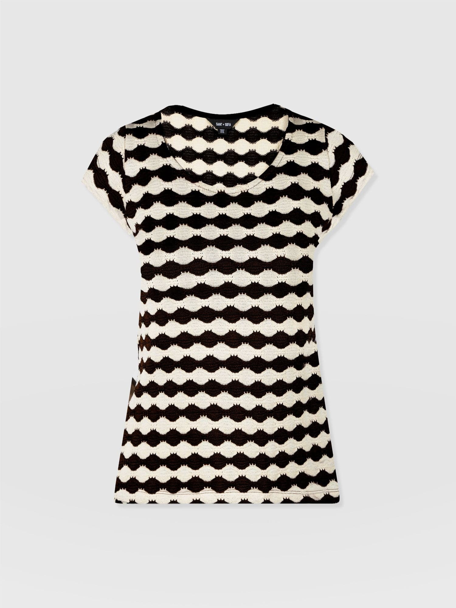 Elise Scoop Neck Tee - Black/Cream | Saint + Sofia