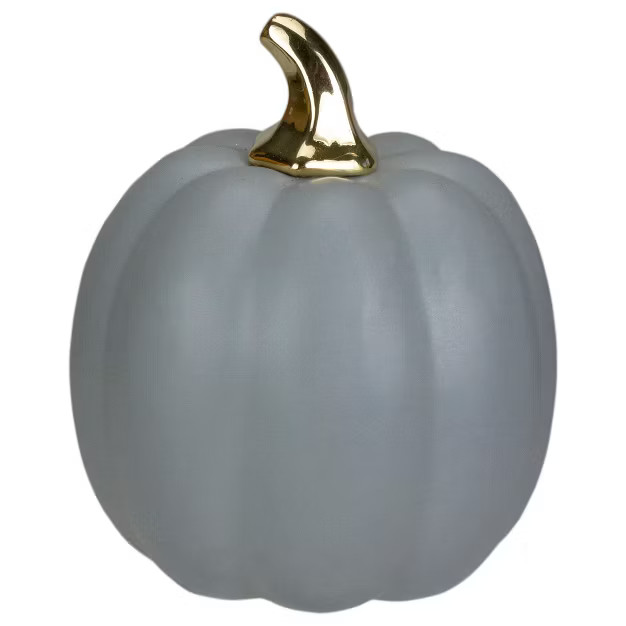 Northlight 7" Gray and Gold Fall Harvest Ceramic Pumpkin Decoration | Target