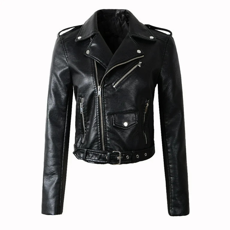 Outfmvch Jackets For Women Leather Jacket Women Ladies Fashion Coat Jacket The Belt Fashion Faux ... | Walmart (US)