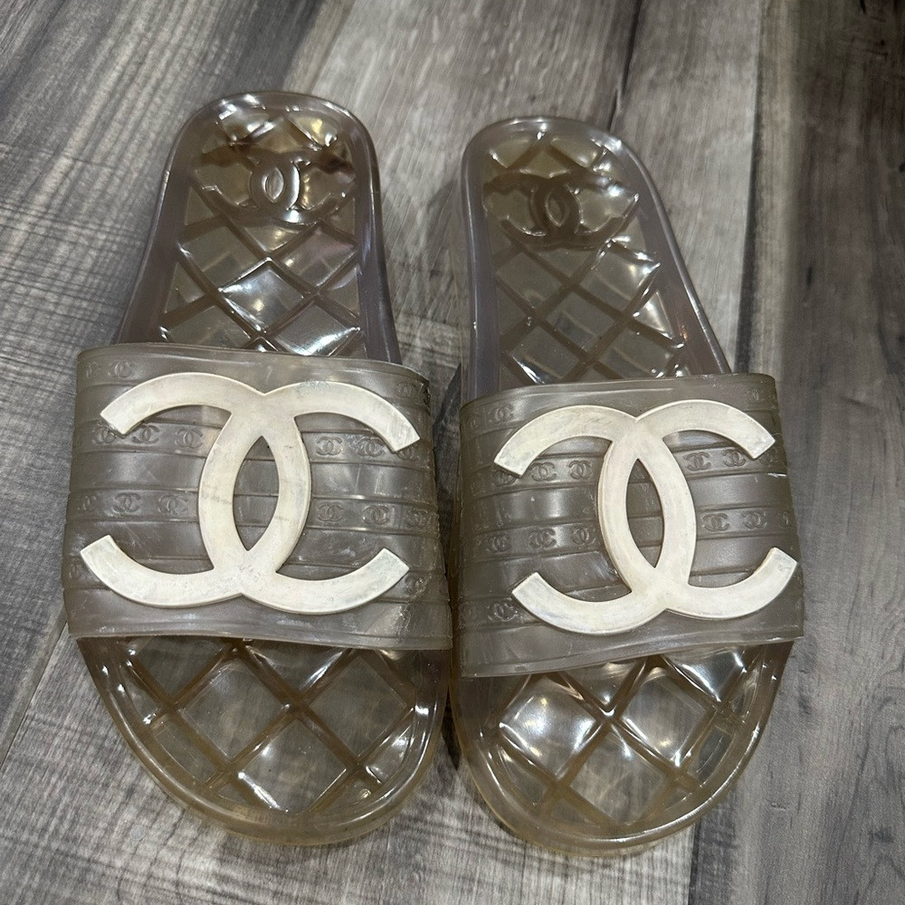 CHANEL Women's Clear Slide Sandals | Poshmark