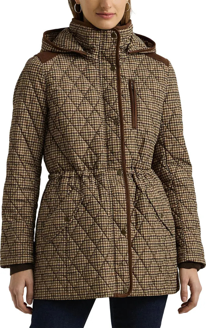 Houndstooth Check Quilted Jacket | Nordstrom