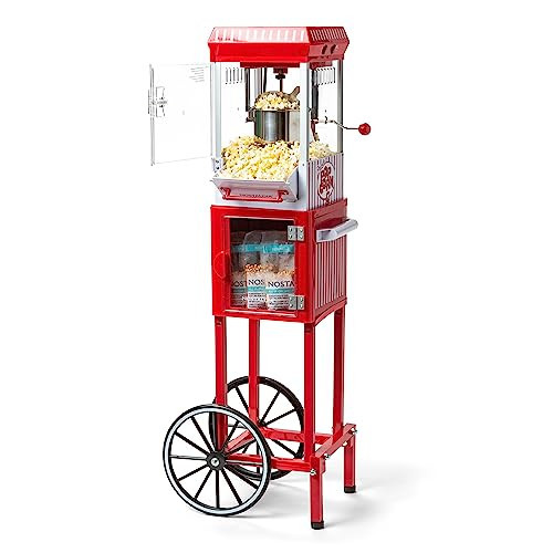 Nostalgia Popcorn Maker Machine - Professional Cart With 2.5 Oz Kettle Makes Up to 10 Cups - Vintage Popcorn Machine Movie Theater Style - Red & White | Amazon (US)