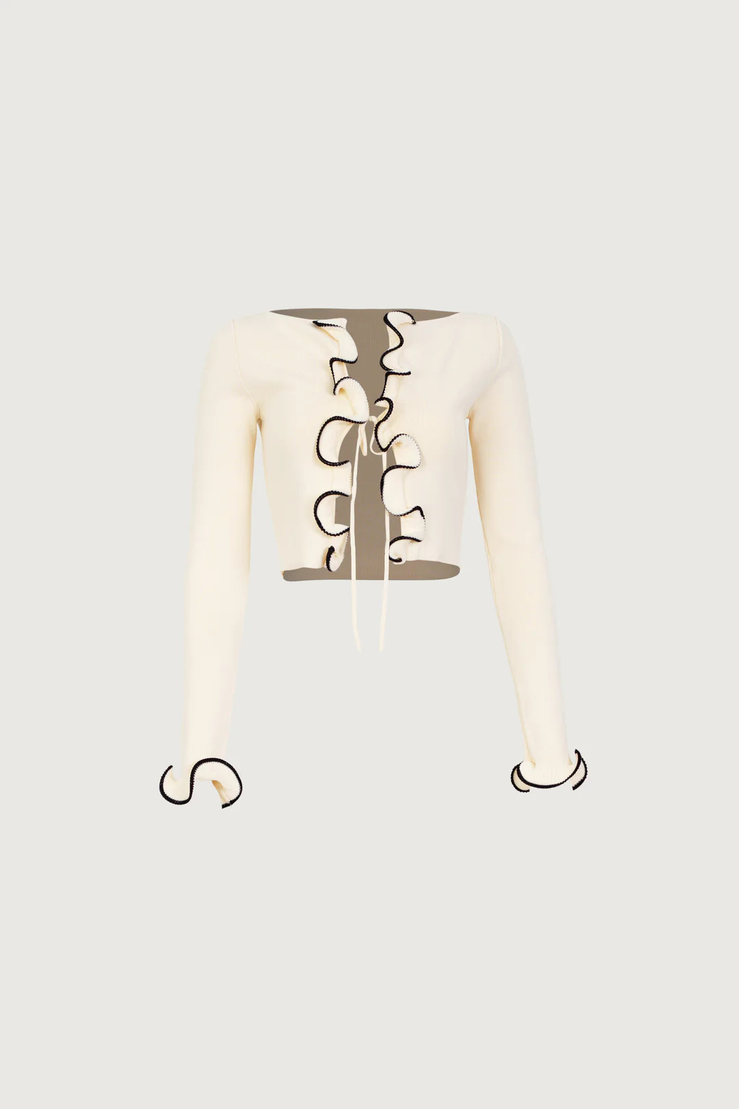 Ruffle Hem Top (Cream/Black) | SAME