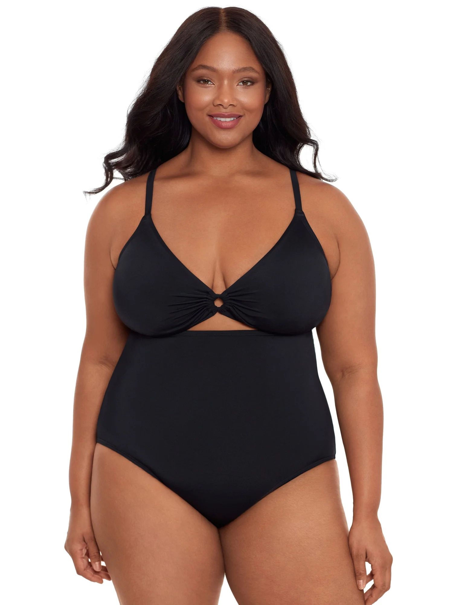 Time and Tru Women's and Plus O Ring One Piece Swimsuit, Sizes S-3X - Walmart.com | Walmart (US)