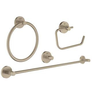 Essentials Accessories 4-Piece Bath Hardware Set in Brushed Nickel Infinity | The Home Depot