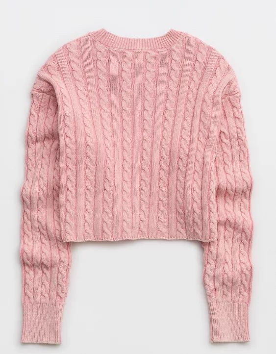Aerie Mini Cable Cropped Sweater | American Eagle Outfitters (US & CA)