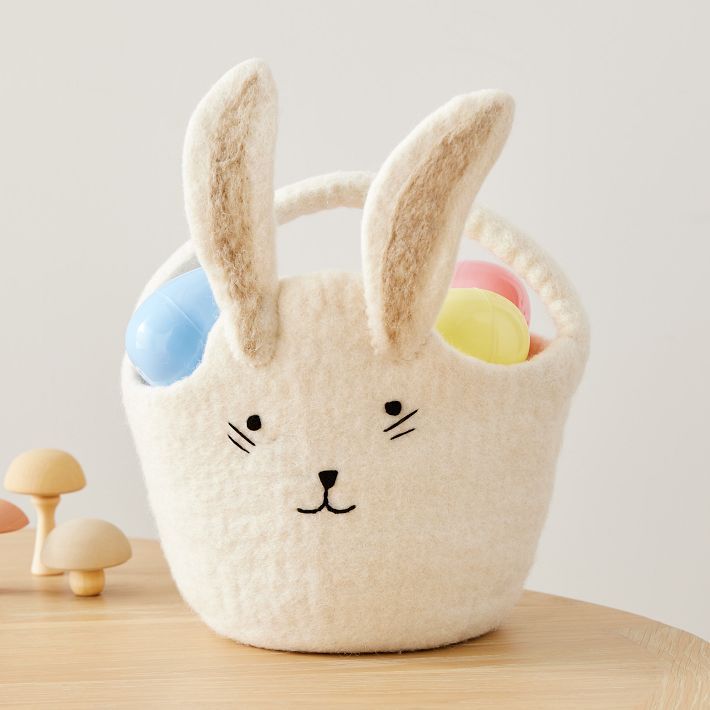 Felt Bunny Easter Bucket, White | West Elm (US)