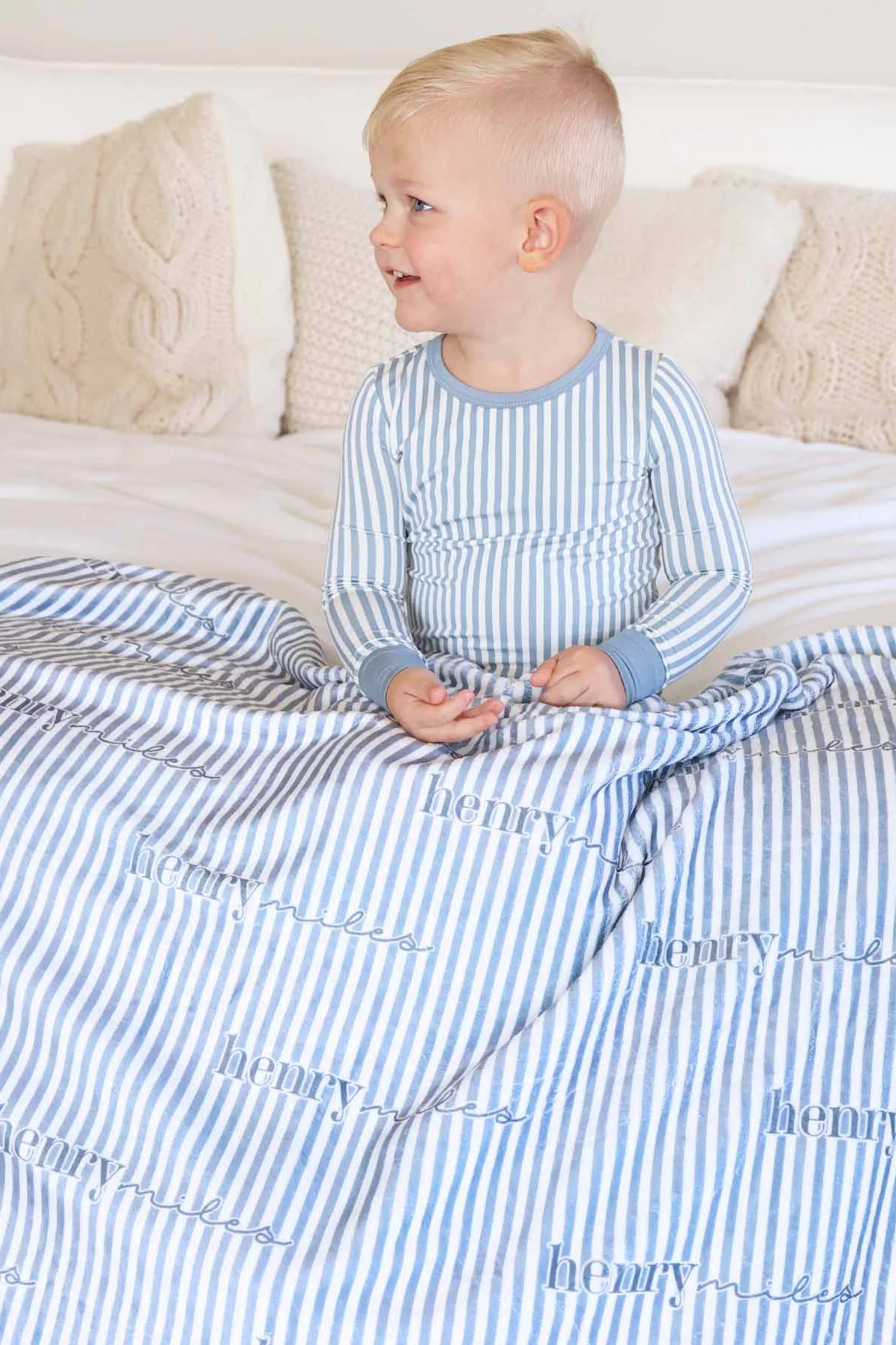 Snuggle Stripes Personalized Kids Blanket | Caden Lane