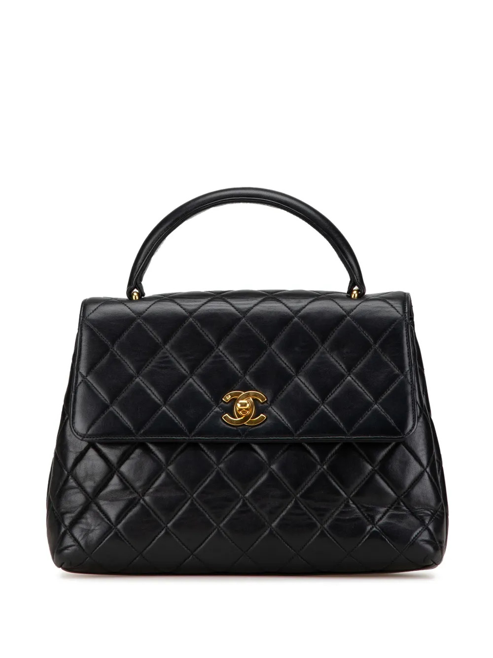 CHANEL Pre-Owned 1996-1997 Medium Lambskin Kelly Top Handle Bag Handbag | Black | FARFETCH UK | Farfetch Global