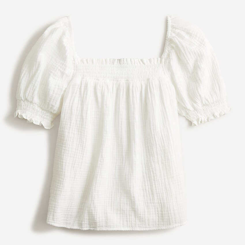 Squareneck puff-sleeve soft gauze top | J. Crew US