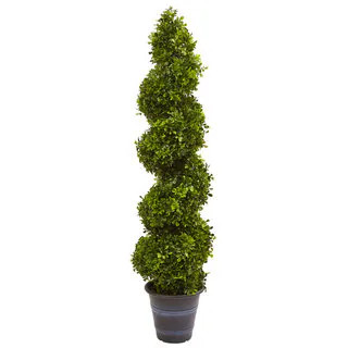 Boxwood Spiral Indoor/Outdoor Topiary with Planter - Green | Bed Bath & Beyond