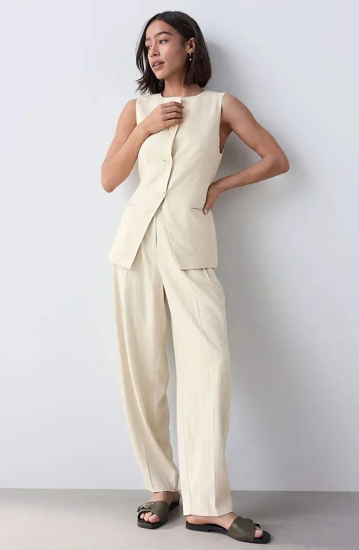 Long Linen Blend Vest | Nordstrom