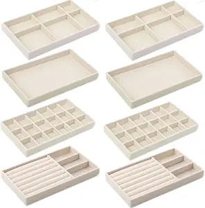 Inbagi 8 Pcs Small Velvet Jewelry Trays Stackable Drawers Organizer Inserts Divided Display Trays... | Amazon (US)