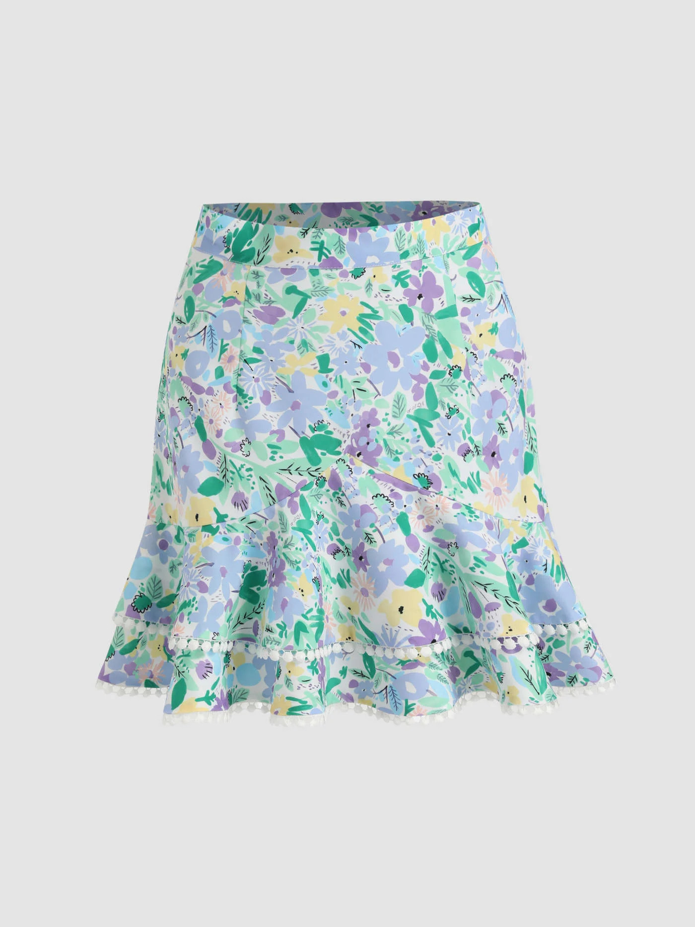Floral Layered Mini Skirt For Daily Casual | Cider