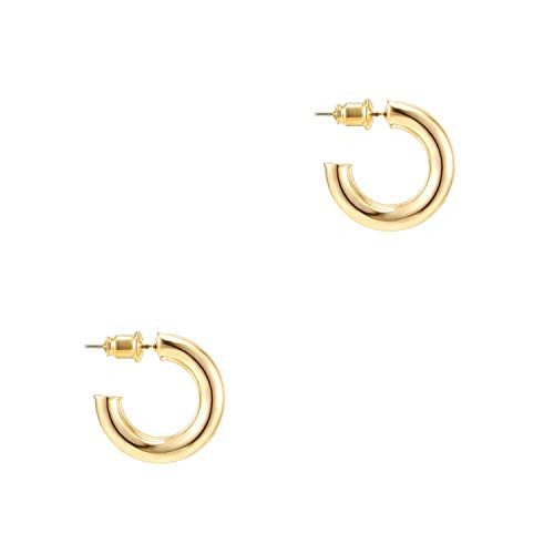 PAVOI 14K Gold Colored Lightweight Chunky Open Hoops | Gold Hoop Earrings for Women | Amazon (US)
