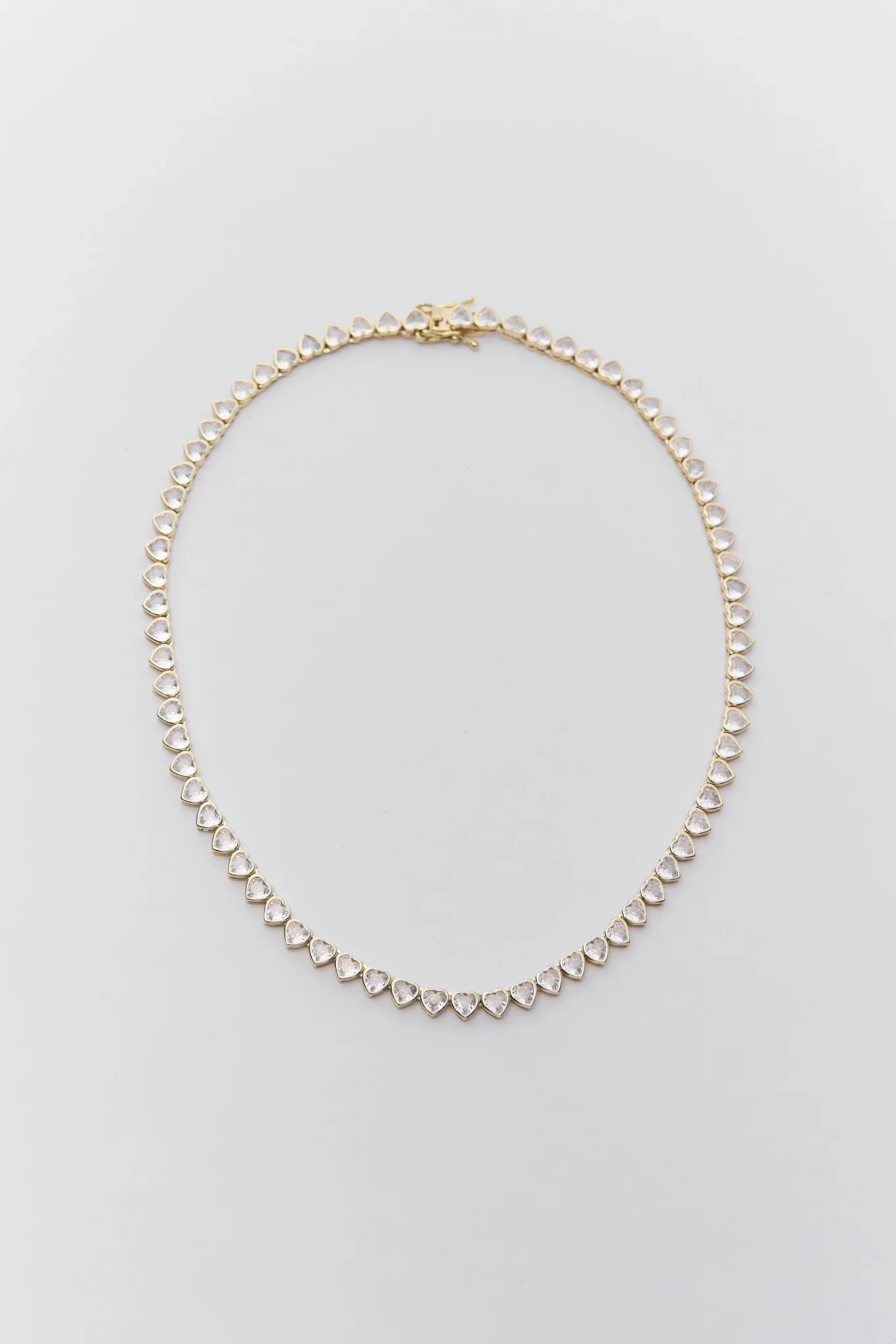Gold Heart Rhinestone Tennis Necklace | Avara