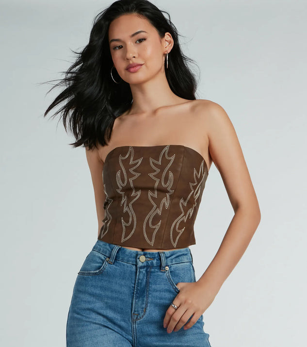 Cute Country Look Western Faux Leather Corset Top | Windsor Stores